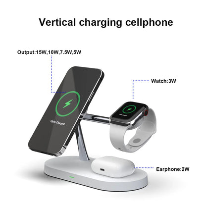 Station de recharge Chic & Charm, Chargeur sans Fil 3 en 1 Magnétique Compatible avec iPhone 15/14/13/12 Série, Apple Watch Ultra/ 9/8/7/6/SE/5/4/3, AirPods 2/3/Pro