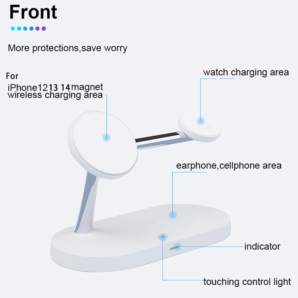 Station de recharge Chic & Charm, Chargeur sans Fil 3 en 1 Magnétique Compatible avec iPhone 15/14/13/12 Série, Apple Watch Ultra/ 9/8/7/6/SE/5/4/3, AirPods 2/3/Pro