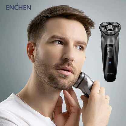 ENCHEN Blackstone Electrical Rotary Shaver for Men 3D Floating Blade Washable Type-C USB Rechargeable Shaving