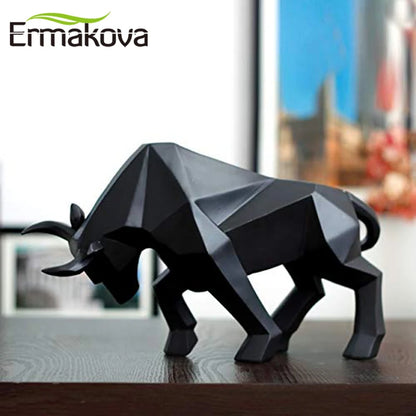 ERMAKOVA Resin Bull Statue Bison Sculpture Decoration Abstract Animal Figurine Room Desk Home Decoration Gift