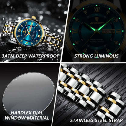 Chic & Charm POEDAGAR-Montres-bracelets à quartz pour hommes, horloge en diamant, montres automatiques de luxe, affaires décontractées, mode, nouveau