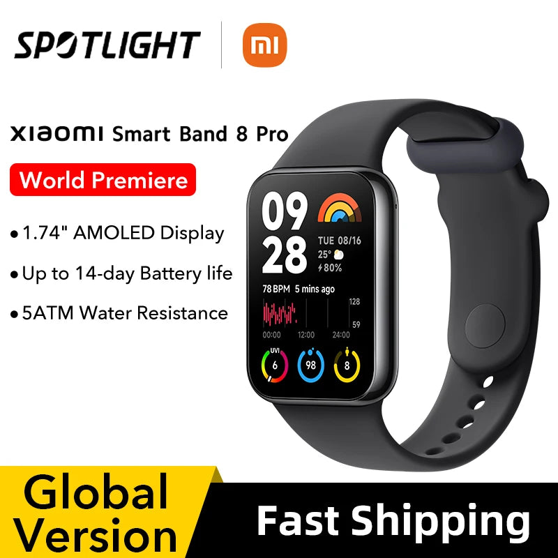 World Premiere Global Version Xiaomi Smart Band 8 Pro 1.74” AMOLED display Built-in GNSS  Up to 14-day battery life Smart Band