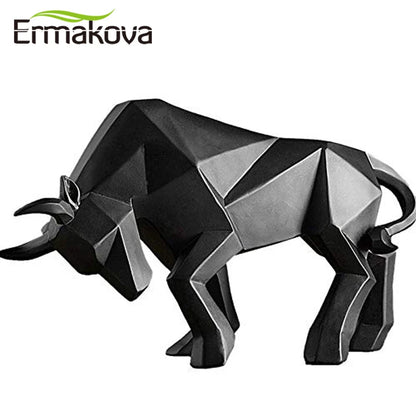 ERMAKOVA Resin Bull Statue Bison Sculpture Decoration Abstract Animal Figurine Room Desk Home Decoration Gift