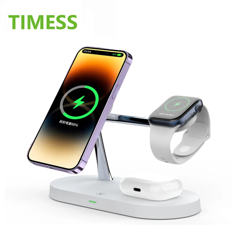 Station de recharge Chic & Charm, Chargeur sans Fil 3 en 1 Magnétique Compatible avec iPhone 15/14/13/12 Série, Apple Watch Ultra/ 9/8/7/6/SE/5/4/3, AirPods 2/3/Pro