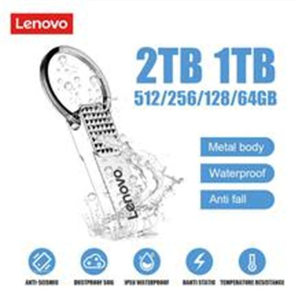 Lenovo USB Флешка 2TB OTG Metal USB 3.0 Pen Drive Key 1TB-64GB Type C High Speed Pendrive Mini Flash Drive Memory Stick